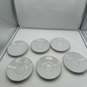 Set of 6 Grace Concerto Saucers White & Silver